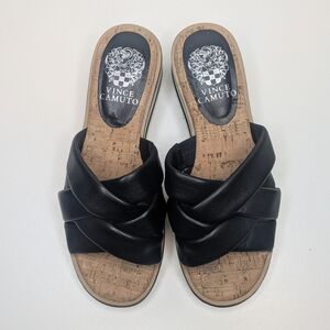 Vince Camuto Vivistie Wedge Sandal Leather Woven Upper Size 6